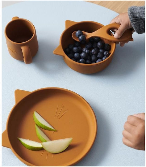 Liewood Liewood Cat Feeding Set Made of Silicone Orange 4 Pieces