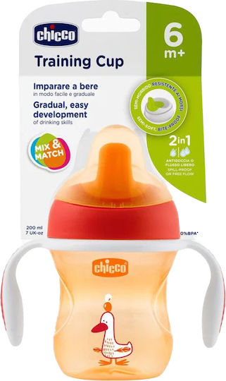 Chicco Educational Sippy Cup Plastic with Handles Orange for 6m+m+