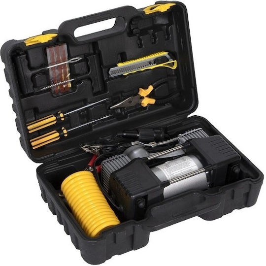 Car Puncture Repair Kit Car Compressor Carrying Case 10 Pieces Black