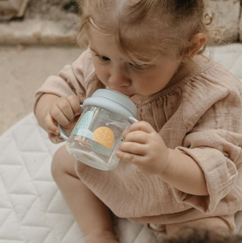 Suavinex Educational Sippy Cup Plastic with Handles Blue Dreams Blue for 6m+m+ 150ml