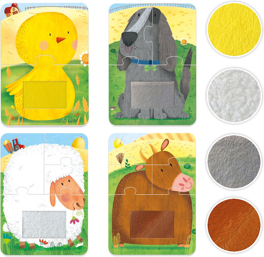 Headu 4 Puzzle Tactile cu Animale de Fermă Piese Mari Copii Peste 2 Ani