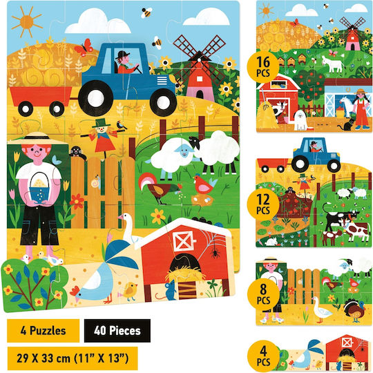 Headu Stapelbare Puzzles Bauernhof-Abenteuer Kinder ab 3 Jahren