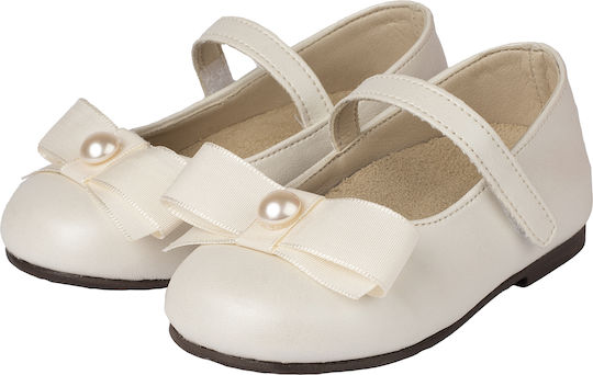 Babywalker Βαπτιστικές Δερμάτινες Μπαλαρίνες Ivory