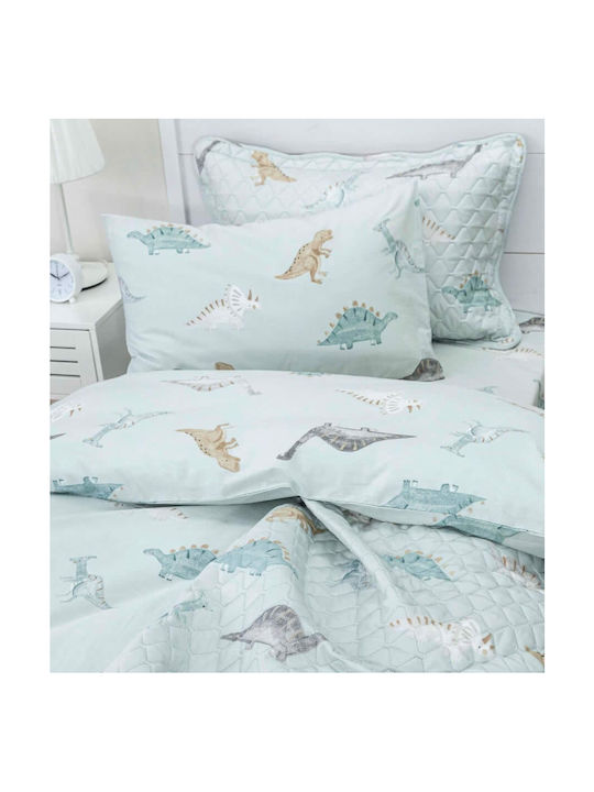 Borea Set Kids Single Quilt with Pillowcase Stompy Pistachio 160x220cm