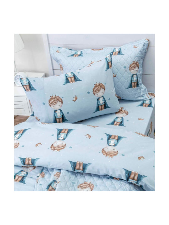 Borea Kids Single Quilt Set with Pillowcase Little King Petrol 160x220cm