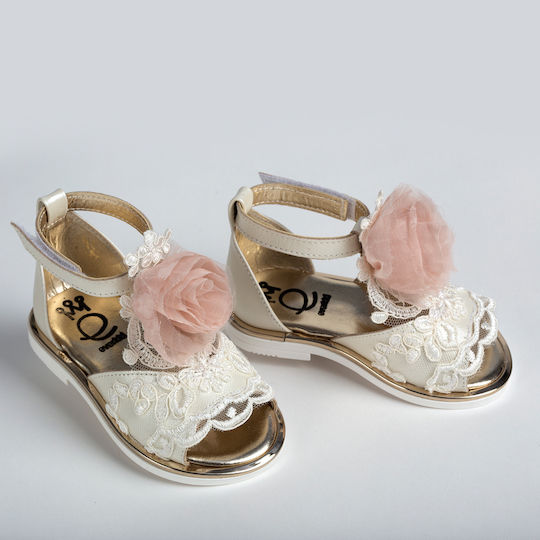 Ever Kid Ecru Baptism Leather Sandals