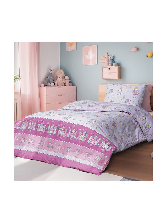 Beauty Home Σετ Παιδικό Κουβερλί Μονό με Μαξιλαροθήκη Mirabelle Art 6233 Λιλά 160x240εκ.