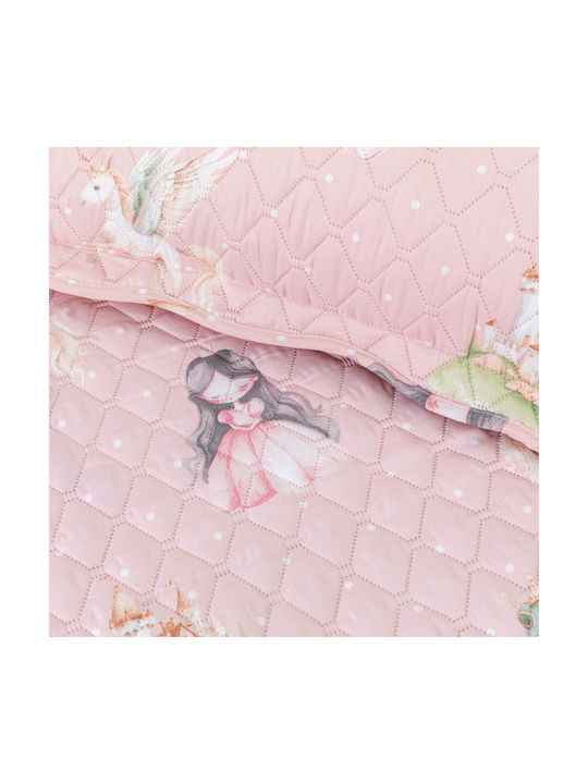 Borea Kids Quilt Set Single with Pillowcase Emeralda Powder Pink 160x220cm