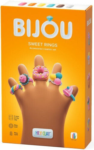Hey Clay Bijou - Sweet Rings Παιδικός Πηλός Σετ Πολύχρωμος 275gr