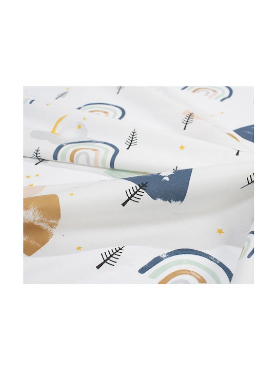 Dimcol Sheet Set Single Cotton White-blue 160x240cm 2pcs