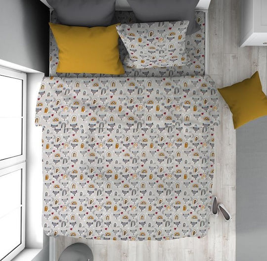 Dimcol Комплект чаршафи Единично Памучни Сив 160x240см 2бр