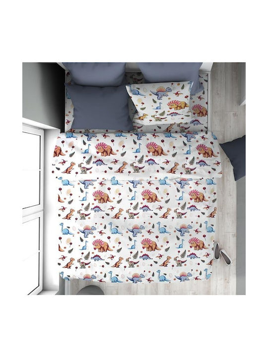 Dimcol Sheet Set Single Cotton White-blue 160x240cm 3pcs