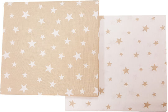 Beboulino Kinderbettlaken Set Einzeln Sterne Beiges 100x210cm