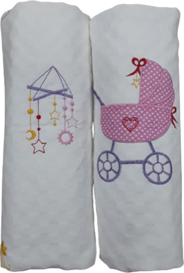 Beboulino Одеяло Детско легло Stroller Pique Бяло 117x145см.