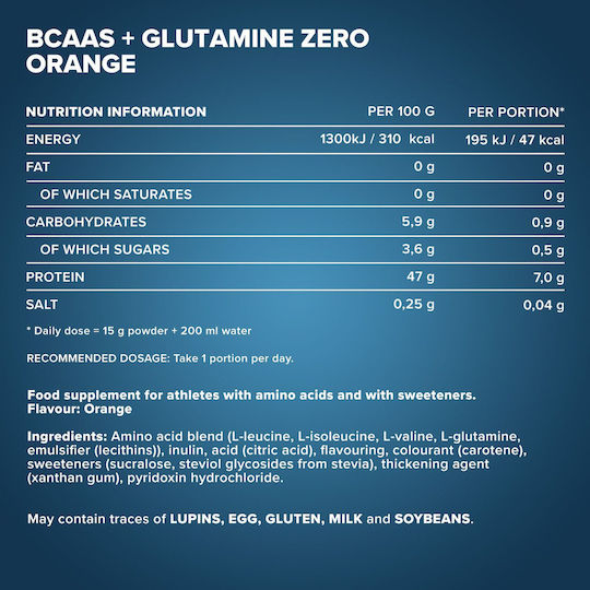 IronMaxx 100% BCAAs + Glutamine Zero 500gr Πορτοκάλι