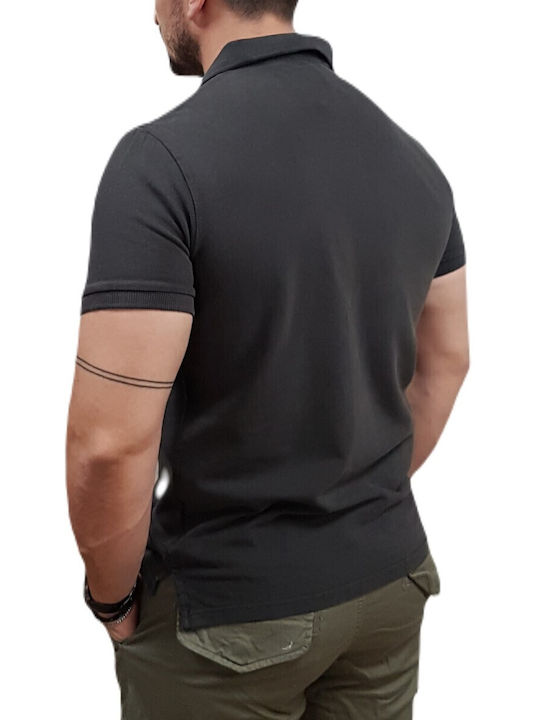 D2 Ovin Vint Polo Short Sleeve Gray Blouse