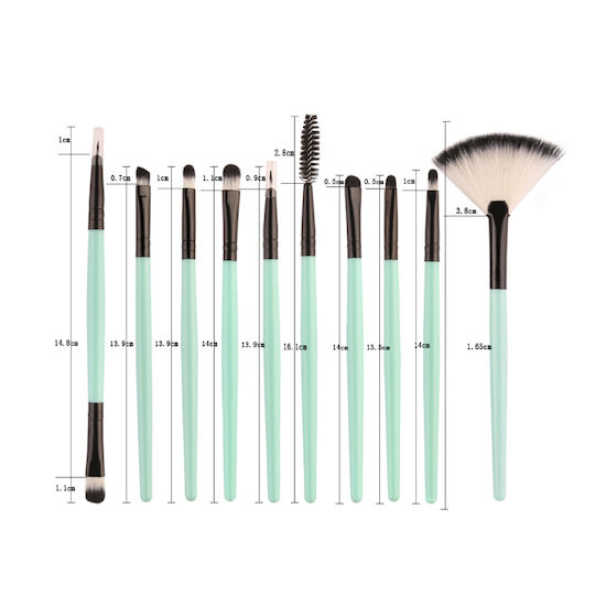 18 Make-up Pinsel Pinsel Fächer Maange Beige Schwarz