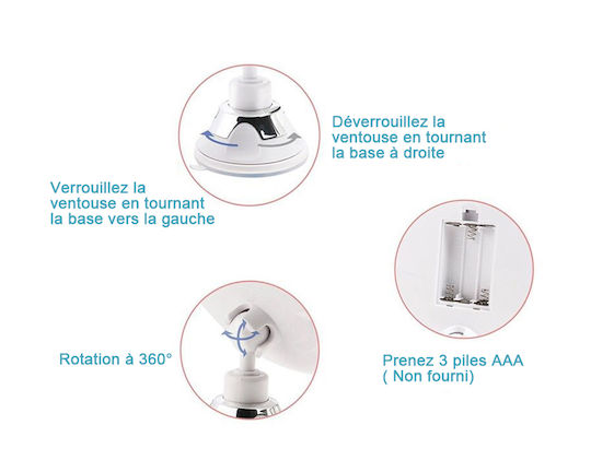 Schminkspiegel mit LED Beleuchtung 10x Vergrößerung Stärke Ventoyza Drehbar 360° Q-tl113