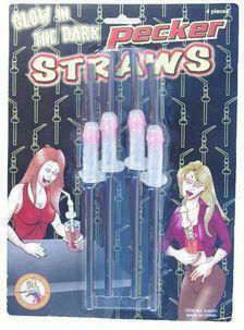 Glow In Dark Pecker Straws 4 Pieces