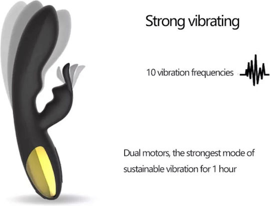 Crazy Iepurele Negru Vibrator 20.4 X 3.8 10 Vibrații Diferite