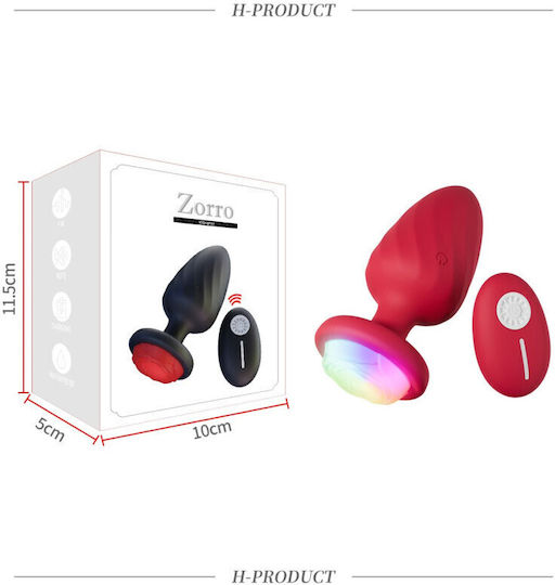 Anal Plug Vibration Remote Control Red
