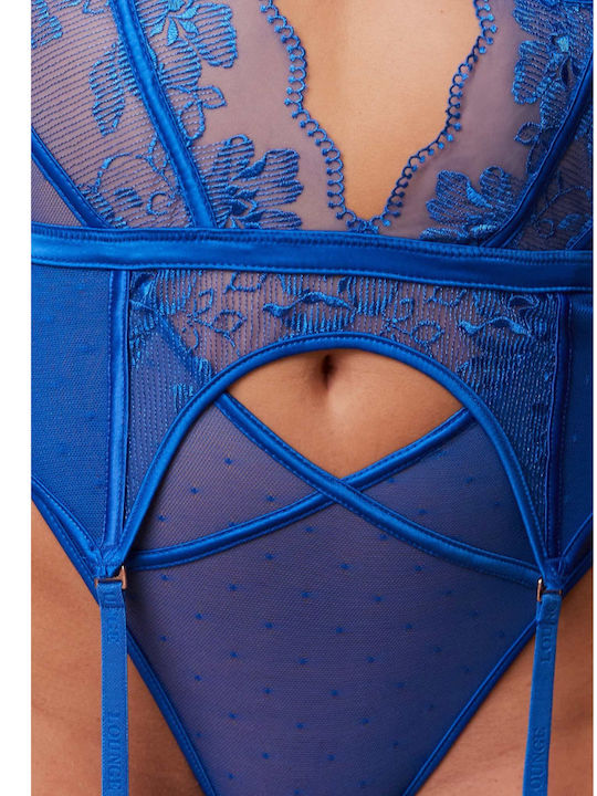 Madeleine Transparent Bodysuit Ribbed Design Underwire Polka Dot Transparencies Openings & Garters