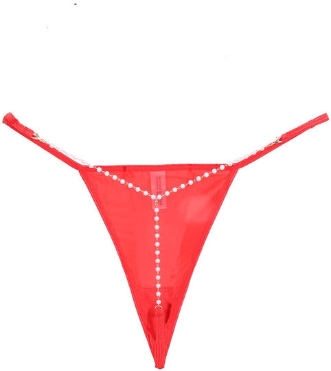 Sexy String Πέρλες Κόκκινο