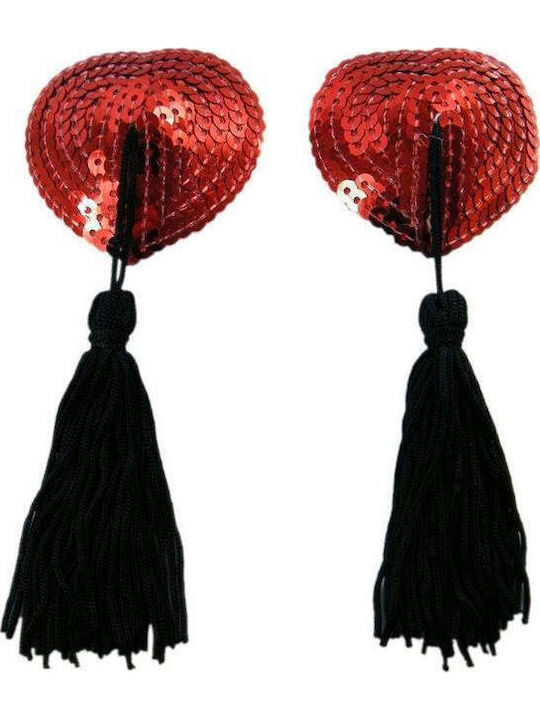 Red Sequin Black Tassel Nipple Cover
