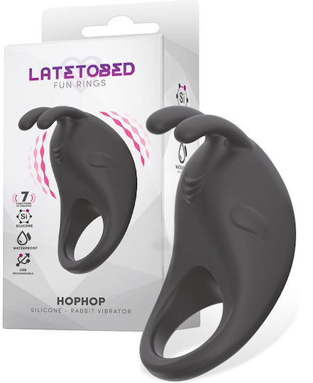 Latetobed Hophop Vibrierendes USB Silikon Penisring Schwarz