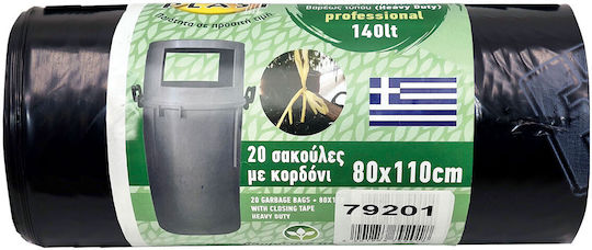 Etplast Trash Bags Rope Ecobags Eco-Friendly Heavy Duty Professional Giga Pack 160 Pieces 80x110cm