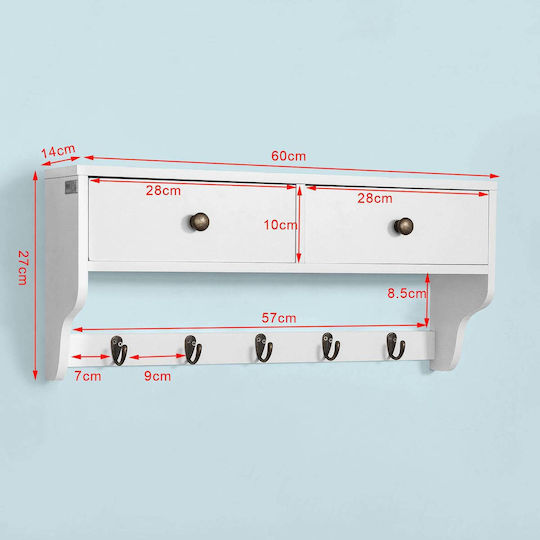 SoBuy Ξύλινη 5 Θέσεων 60x14.5x26.7cm