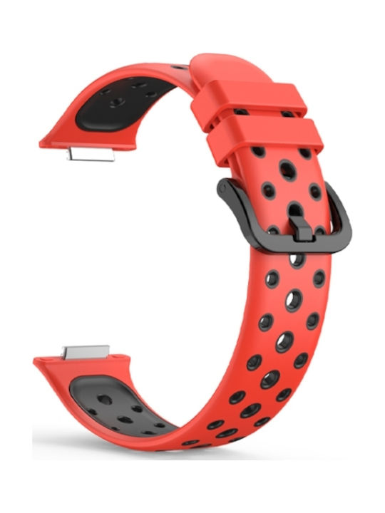 Huawei Watch Fit 2 Δίχρωμη Διάτρητη Ζώνη Σιλικόνης Κόκκινο+μαύρο