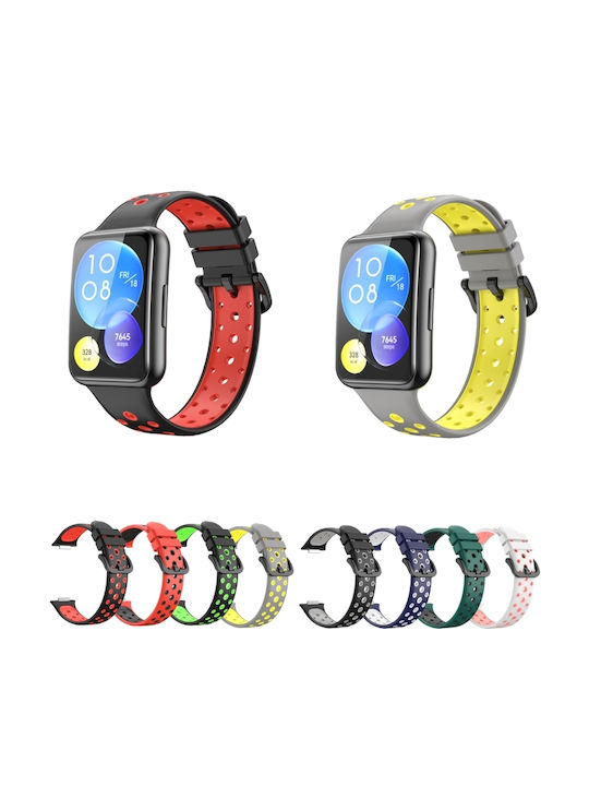 Huawei Watch Fit 2 Two-Tone Perforated Silicone Band Red+Black