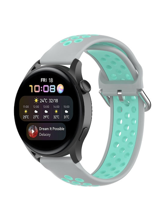 Huawei Watch 3 3 Pro 22mm Спортна Двуцветна Каишка за Часовник от Силикон Сиво Mint Зелен