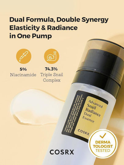 Cosrx Advanced Snail Radiance Dual Essence Moisturizing & Anti-aging Essence Face with Snail Secretion & Niacinamide for Radiance 80ml