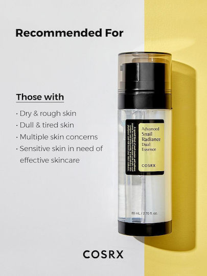 Cosrx Advanced Snail Radiance Dual Essence Moisturizing & Anti-aging Essence Face with Snail Secretion & Niacinamide for Radiance 80ml