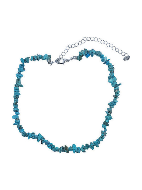 Κολιέ Boho Ημιπολύτιμες Τυρκουάζ Πέτρες S11
