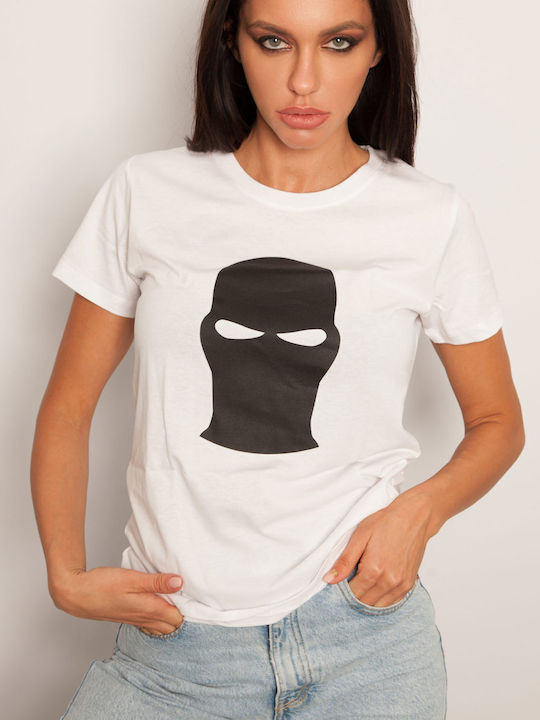 Ghetto Black Mask White T-shirt Women’s