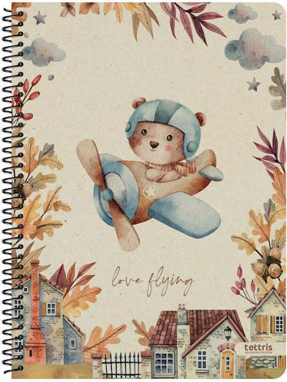 Tettris Spiral Notebook Ruled A4 90 Sheets 3 Subjects 1pcs (Μiscellaneous Designs)