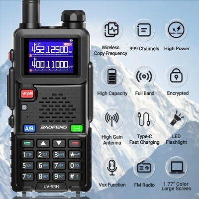 Baofeng UV-5RH Wireless Transceiver UHF/VHF 10W with Color Screen