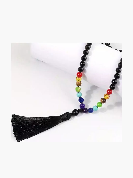 Mala Meditations Seven Chakra 108 Schwarze Achat Perlen