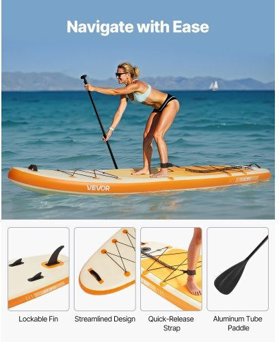 Vevor Φουσκωτή Σανίδα SUP με Μήκος 3.53m Πορτοκαλί