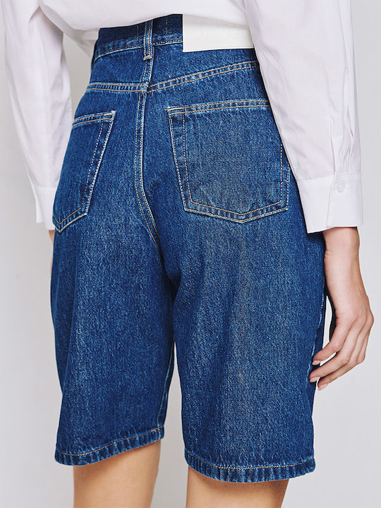 Damen Bermuda Jean Blau