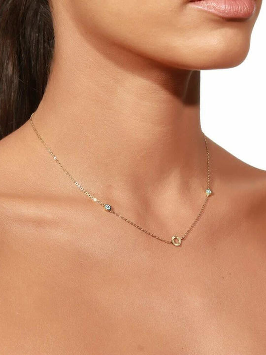 Gelbes Gold Damen Halskette K14 Kreise Kl11100197