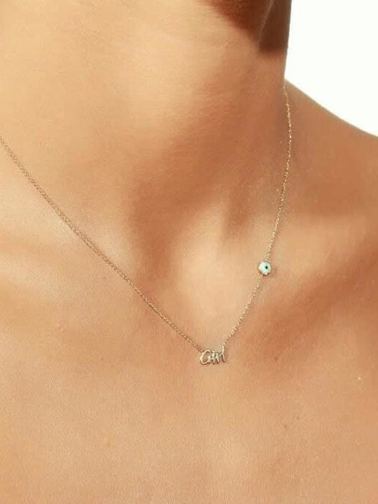 Women's Yellow Gold Necklace K14 Girl Kl11100177