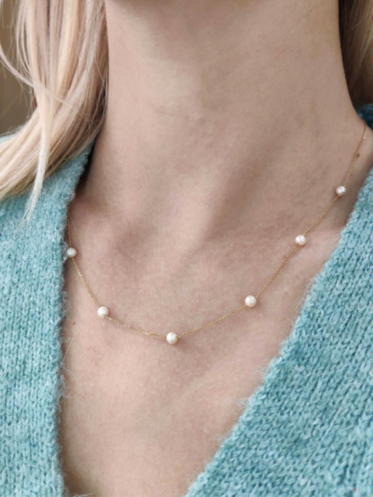 Gold 14K Pearl Necklace Mrk1010 Gold 14K Pearl Necklace Mrk1010