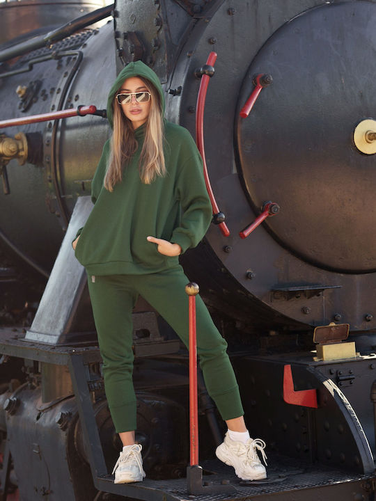Γυναικείο Φούτερ με Κουκούλα Green