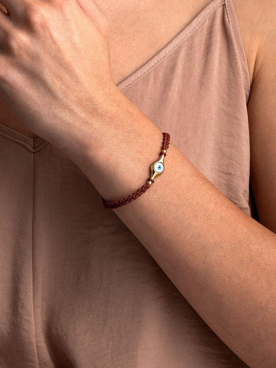 Bracelet Eye Brown Macrame Silver 925 Gold Plated