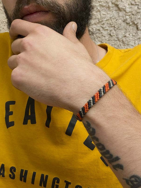 Siballba Herren Makramee Armband Orange Schwarz Grau