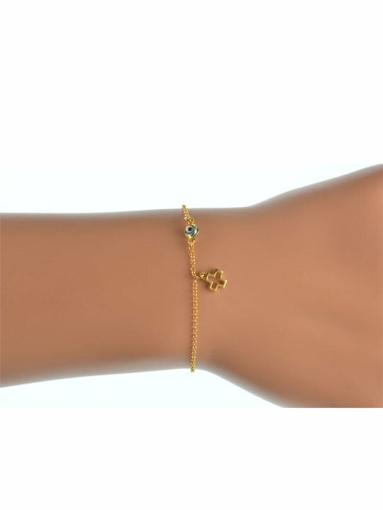 Armband Auge Kreuz Vergoldetes Silber Steine Zirkon